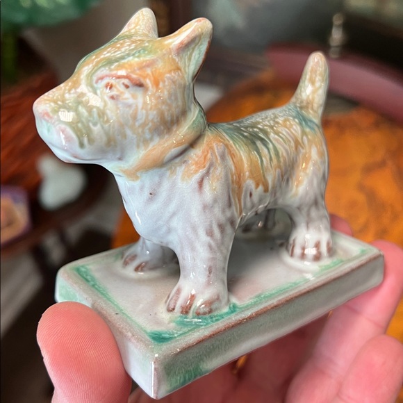 VTG MCM Japan Turquoise Drip Glaze Red Pottery Ceramic Scottie Dog Statue - Picture 12 of 15
